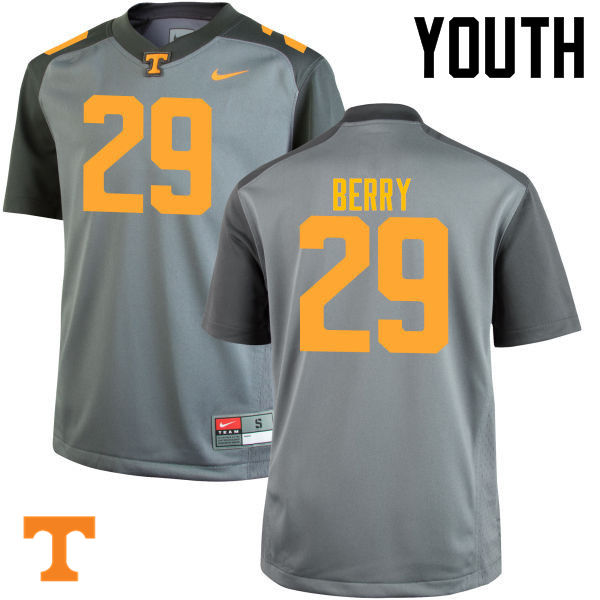 Youth #29 Evan Berry Tennessee Volunteers College Football Jerseys-Gray